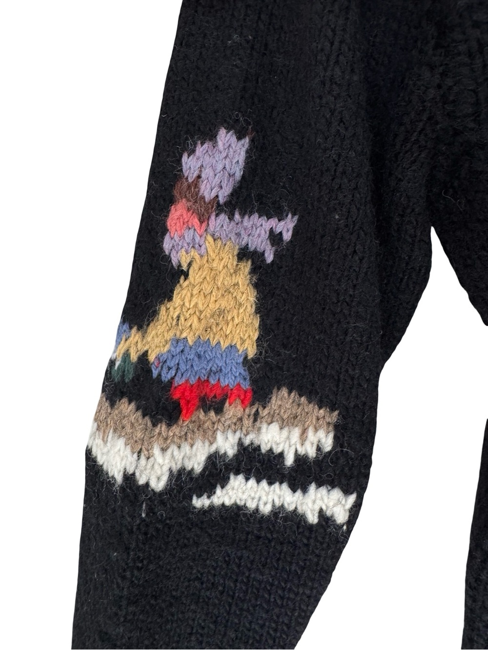 VERY RARE Vintage Ralph Lauren RL83 Hand Knit Skier Winter Wool Sweater Black - Picture 10 of 16